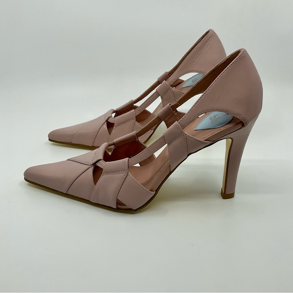 Blu Blush Pink Cut Out Pointed Toe Heels